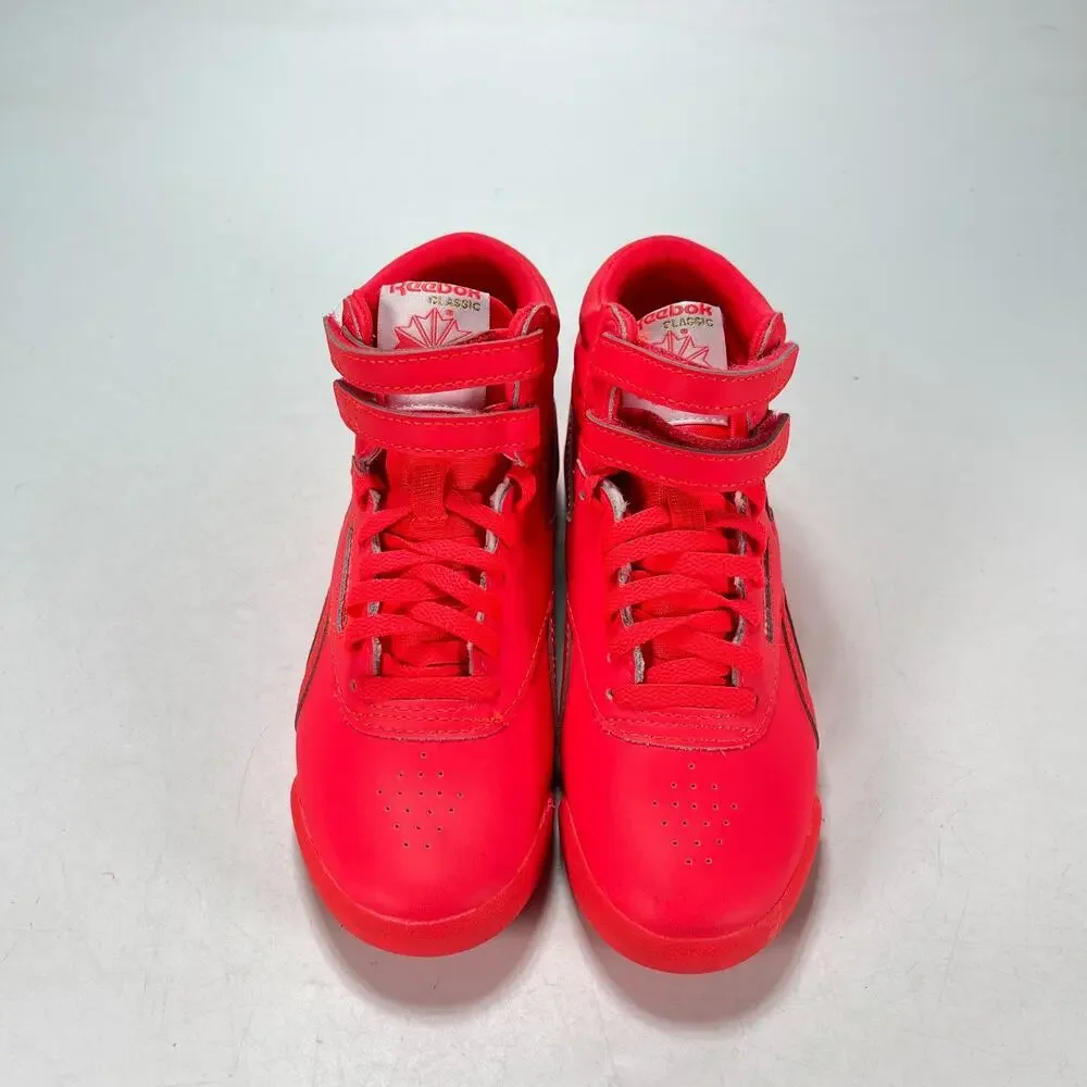 Reebok Freestyle Hi Orange Red High Top Hook & Loop Straps Sneakers Youth Size 1